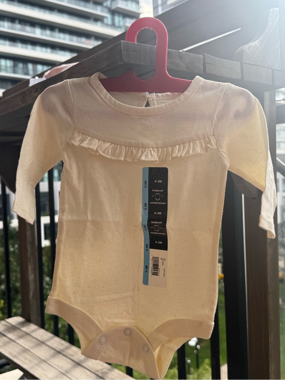 George Cream Ruffle-Trim Baby Bodysuit